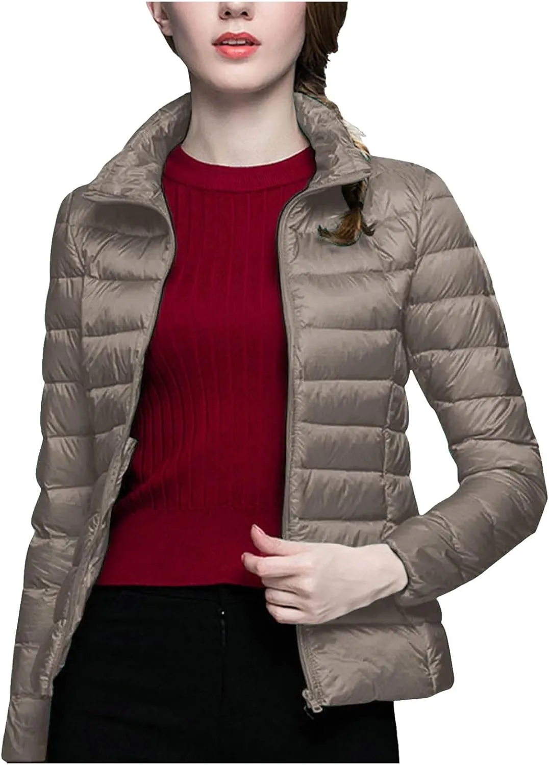 cooki Puffer Jacket Womens Packable Winter Coats for Women Slim Fit Lightweight Down Jacket Outdoor Quilted Puffer Coat