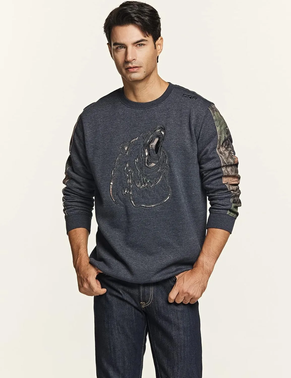 CQR Men's Fleece Crewneck Sweatshirt, Winter Outdoor Performance Pullover, Crew Fleece Lined Hunting Sweatshirts