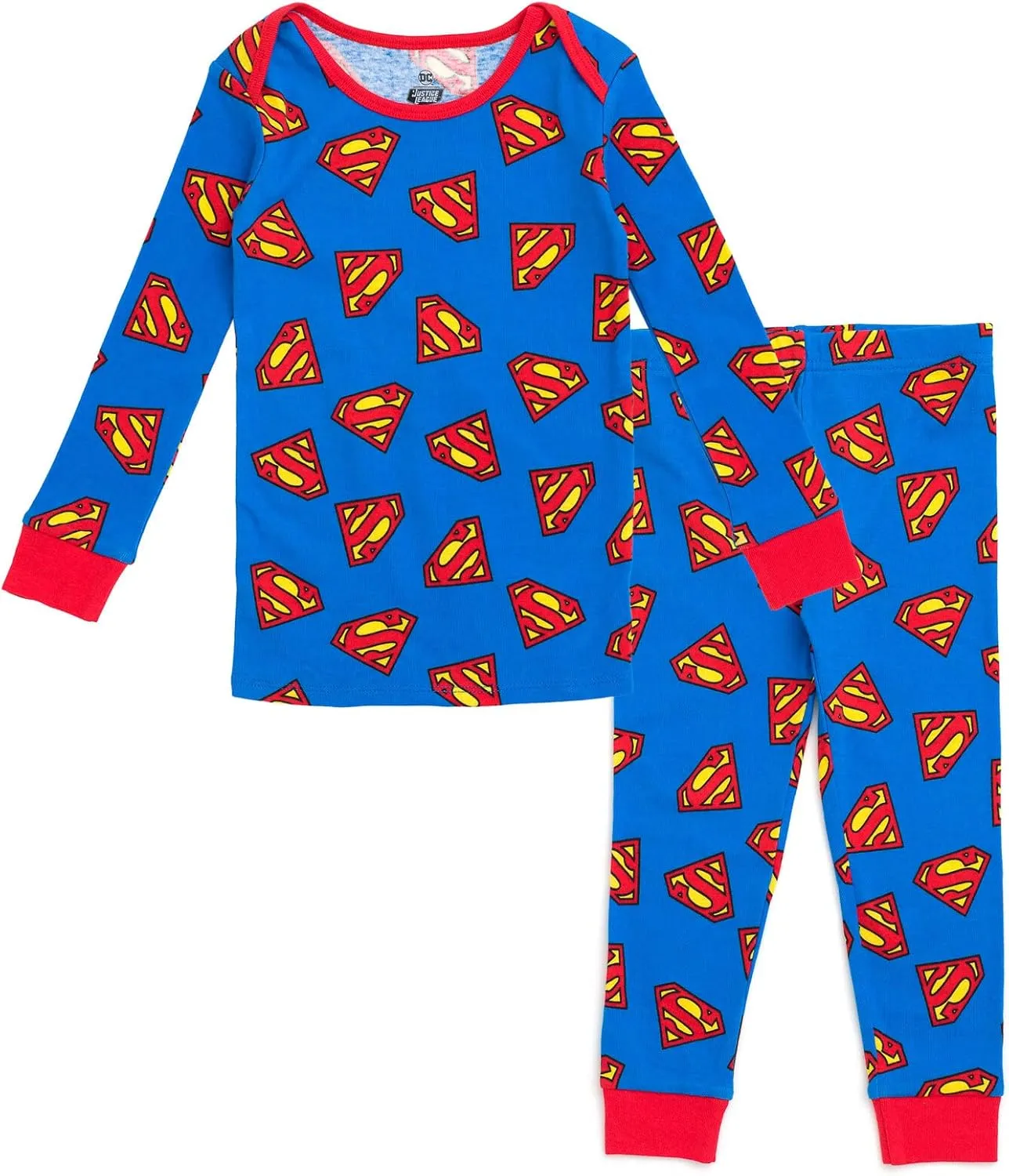 DC Comics Justice League Batman Superman Pajama Shirt and Pants Sleep Set Infant to Toddler