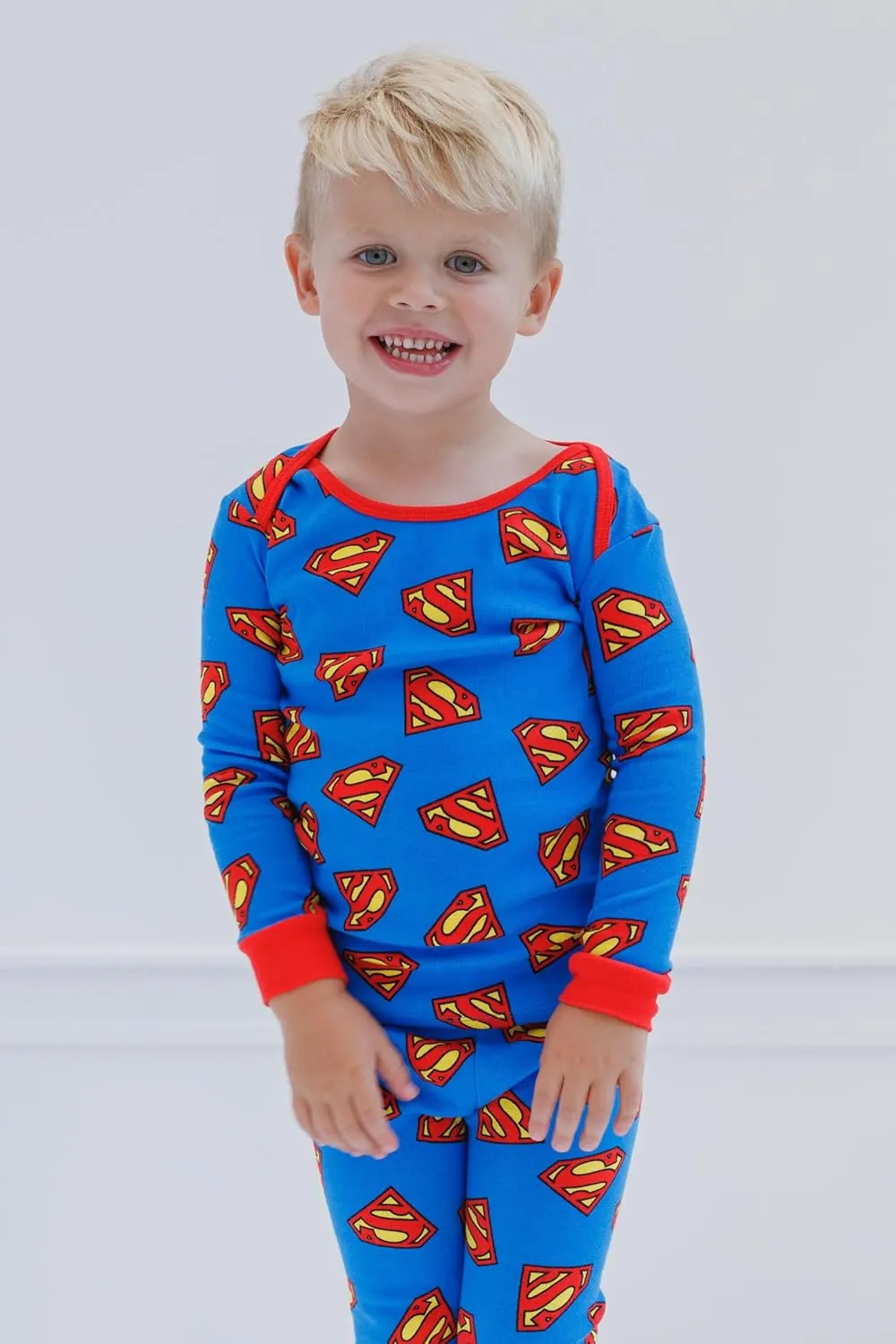 DC Comics Justice League Batman Superman Pajama Shirt and Pants Sleep Set Infant to Toddler