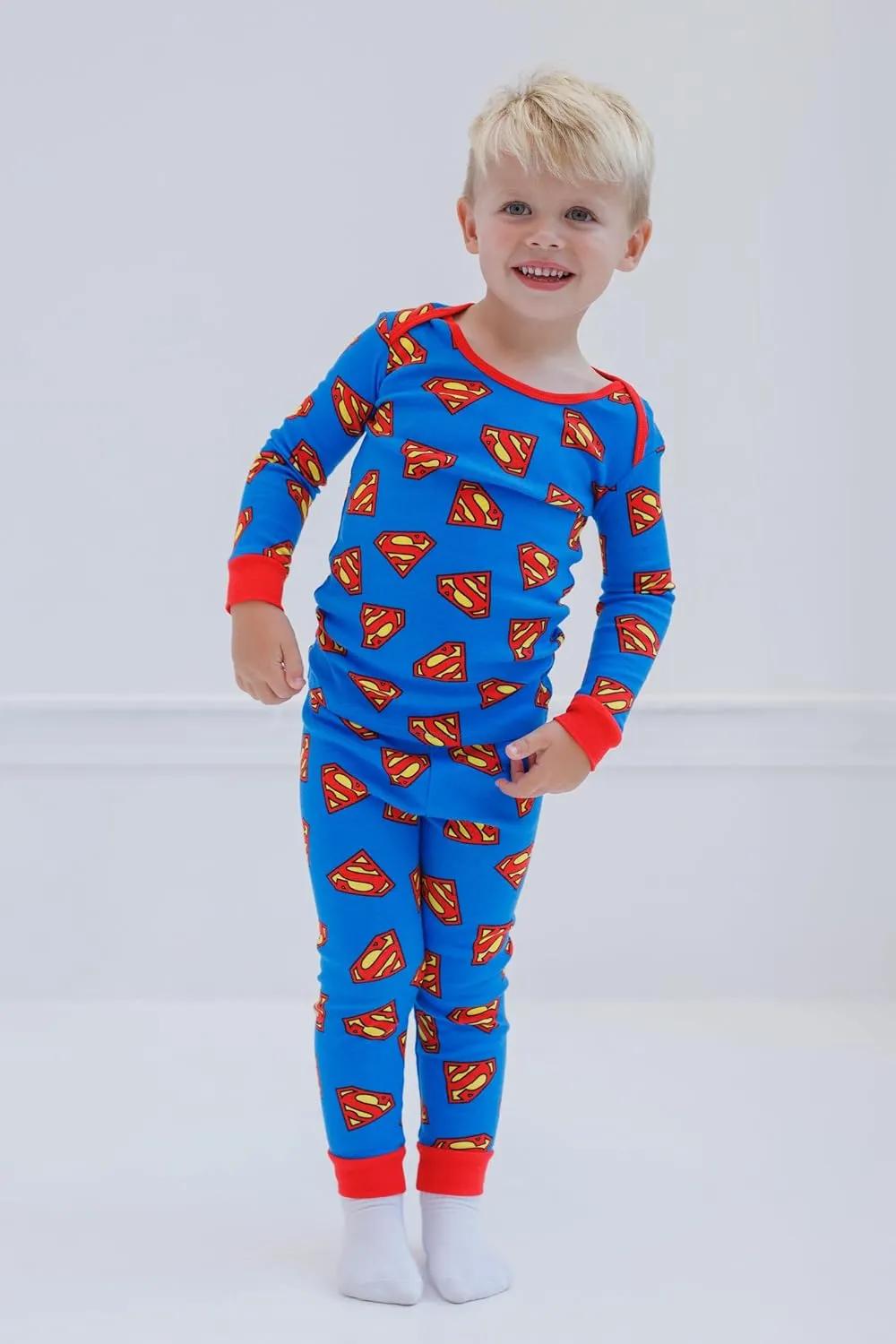 DC Comics Justice League Batman Superman Pajama Shirt and Pants Sleep Set Infant to Toddler