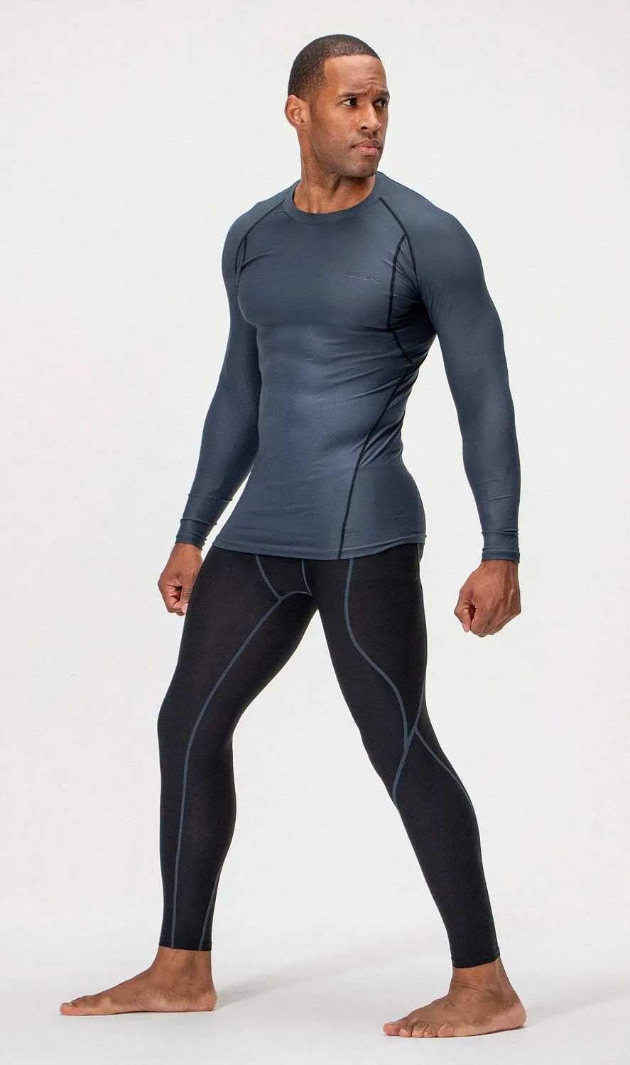 DEVOPS 3 Pack Men's UPF 50  Long Sleeve Compression Shirts Quick Dry, Cool Gear for Garage Garden Gym Yard and Workouts