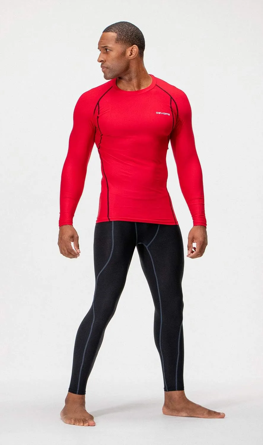 DEVOPS 3 Pack Men's UPF 50  Long Sleeve Compression Shirts Quick Dry, Cool Gear for Garage Garden Gym Yard and Workouts