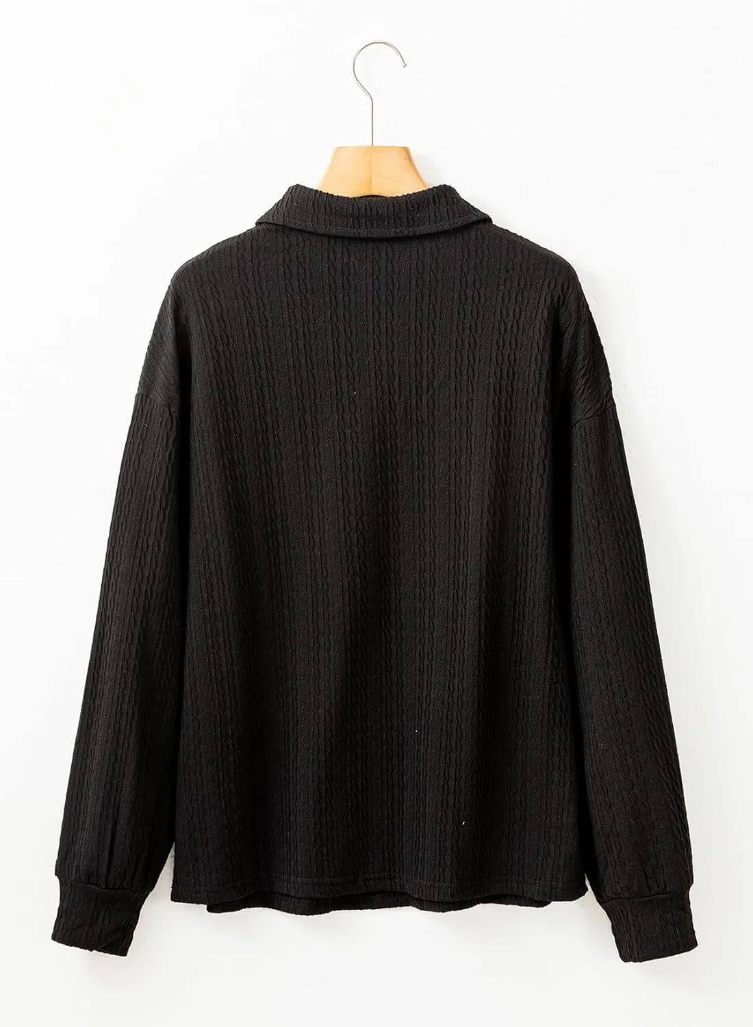 Dokotoo Long Sleeve Shirts for Women Button Cable Knit Womens Tops 2024 Casual Polo Shirts Fall Tops
