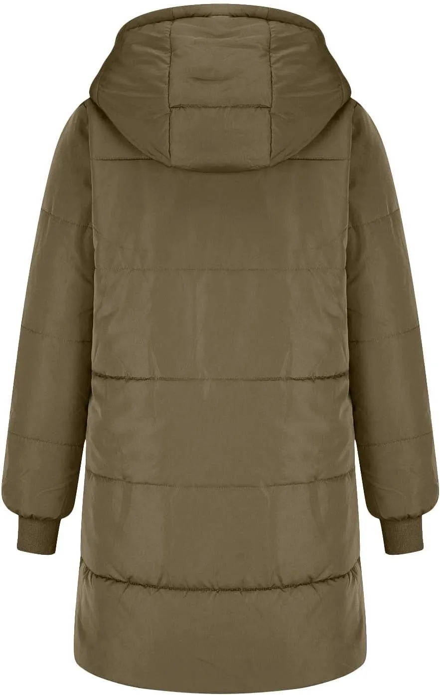 Fall Jacket Women, Warm Down Coats Zipper Fleece Lined Puffer Outerwear Long Sleeve Slim Outerwear with Pocket