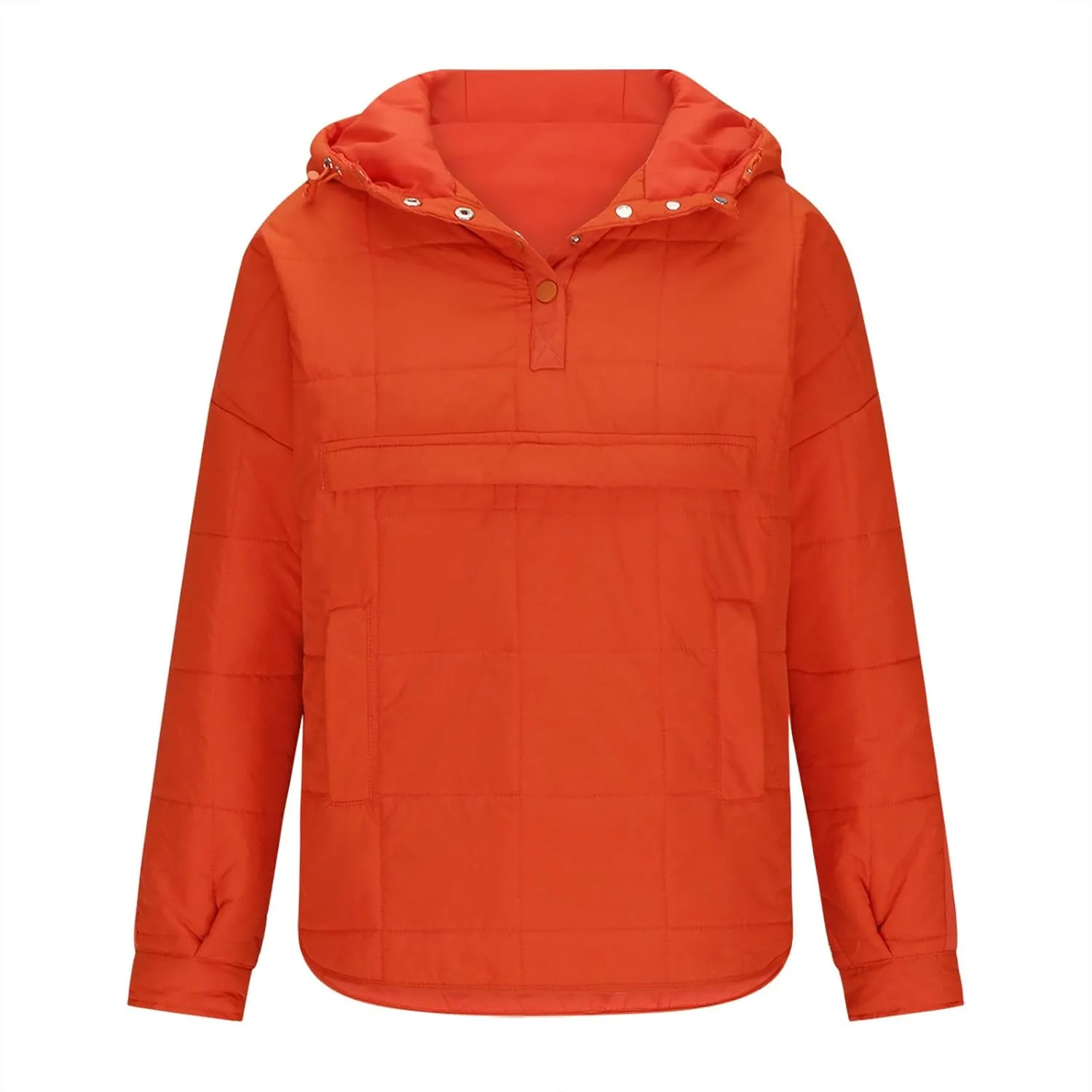 Fall Jacket Women, Warm Down Pullover Casual Puffer Buttons Outerwear Long Sleeve Slim Outerwear with Pockets