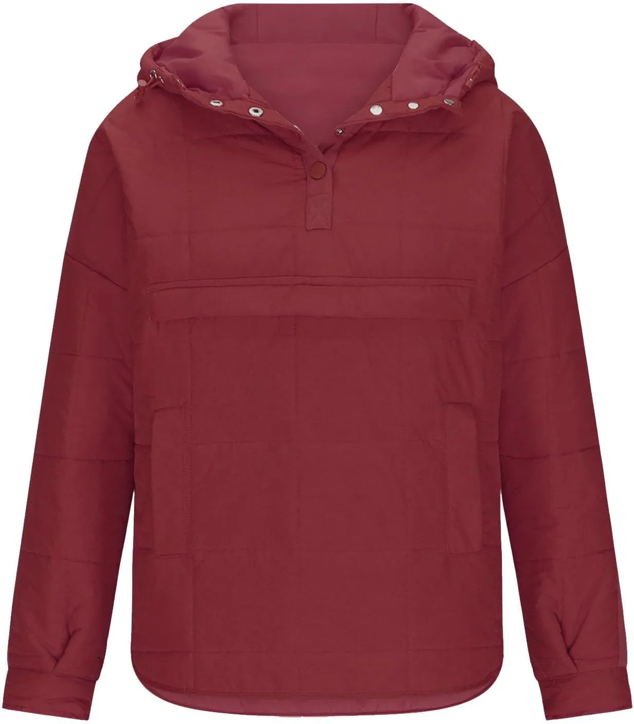Fall Jacket Women, Warm Down Pullover Casual Puffer Buttons Outerwear Long Sleeve Slim Outerwear with Pockets