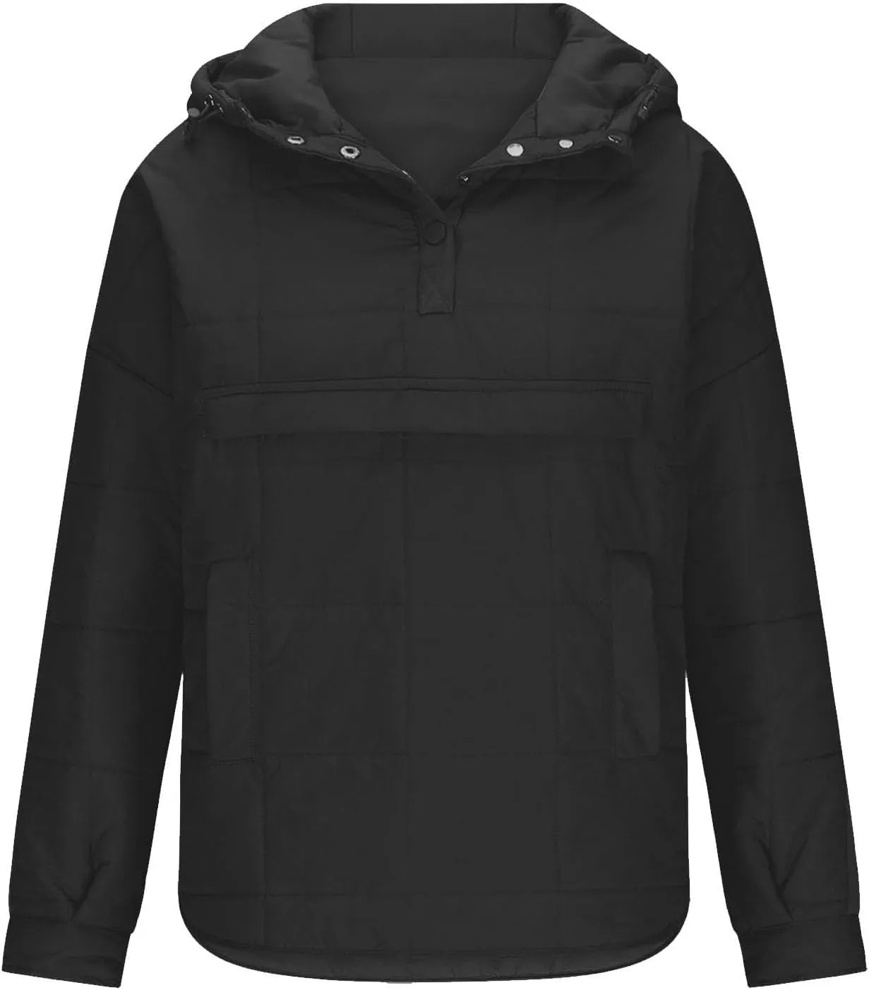 Fall Jacket Women, Warm Down Pullover Casual Puffer Buttons Outerwear Long Sleeve Slim Outerwear with Pockets