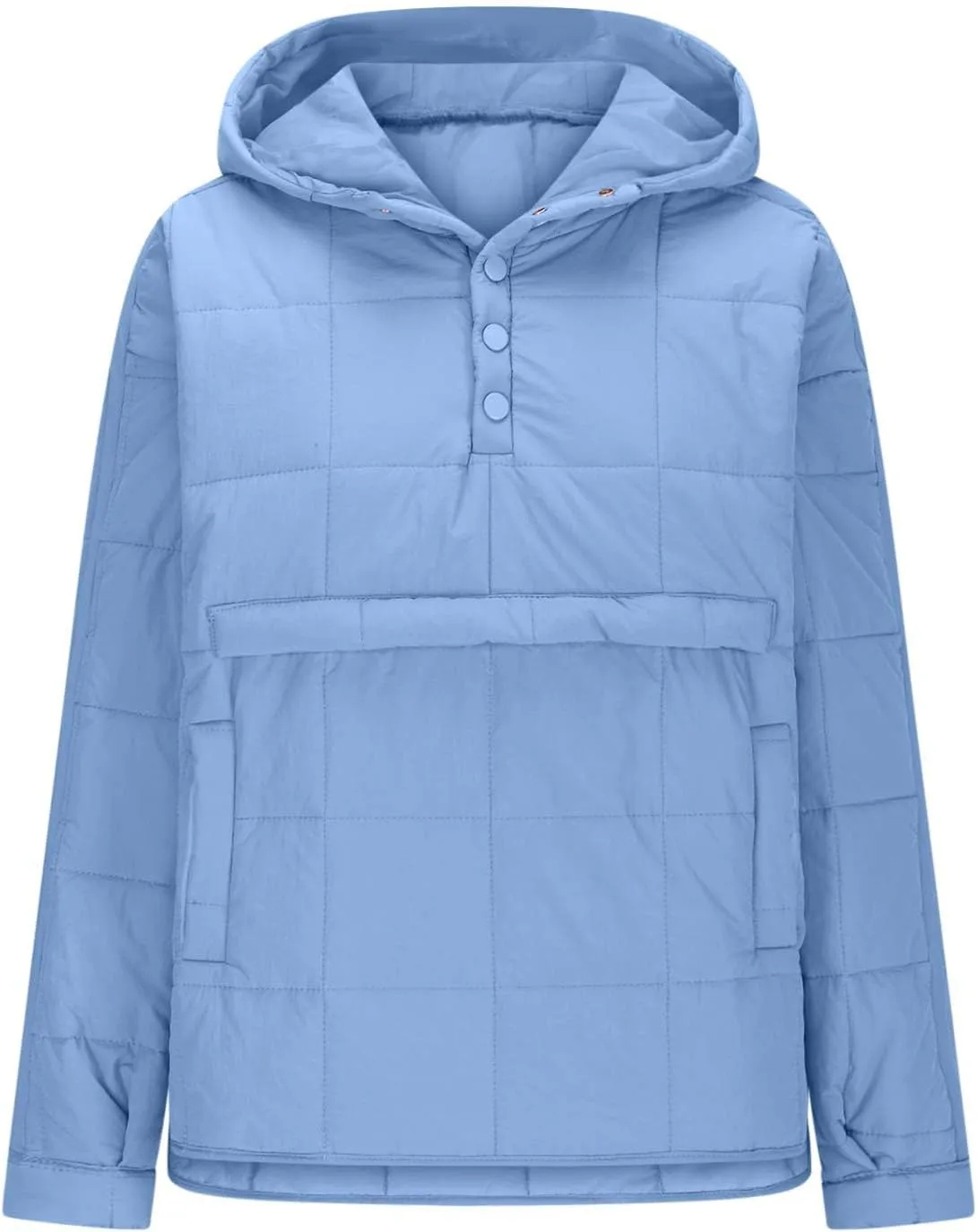 Fall Jacket Women, Warm Down Pullover Casual Puffer Buttons Outerwear Long Sleeve Slim Outerwear with Pockets