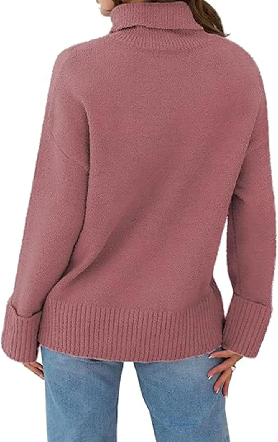 Fall Sweaters for Women 2024 Oversized Turtleneck Pullovers Fuzzy Knit Sweater Tops Loose Warm Tops Trendy Outfits
