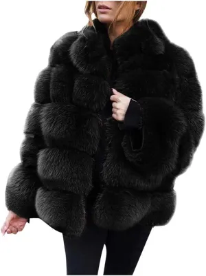 Faux Fur Jackets for Women 2024 Trendy Plus Size Sherpa Lined Fuzzy Fleece Jacket Loose Fit Oversized Thermal Winter Coats