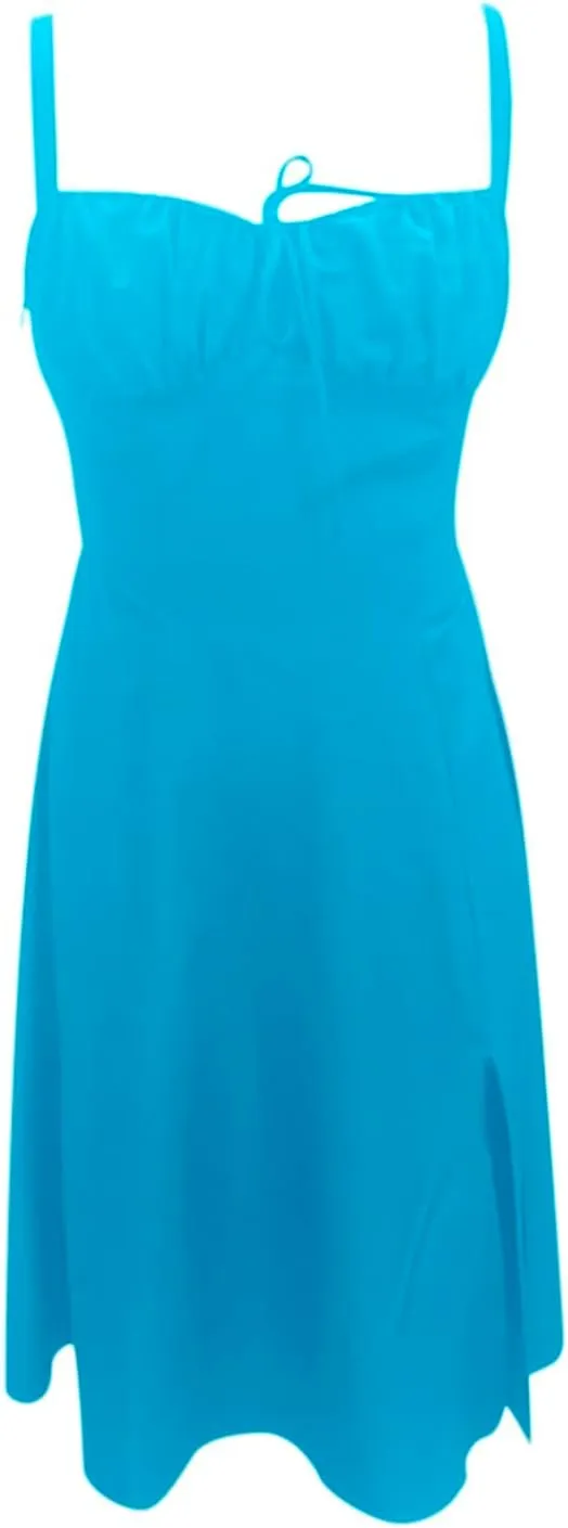 Floral Midi Corset Dress Boho Flowy Slit Lace Up Dresses for Women Going Out A Line Casual Sundress