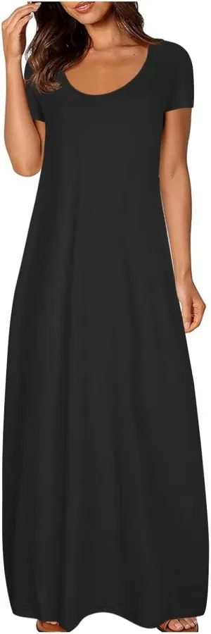 Flowery Dress for Women V Neck Pattern Print Short Sleeve Floral Print Dress with Pocket Casual Spring V Neck