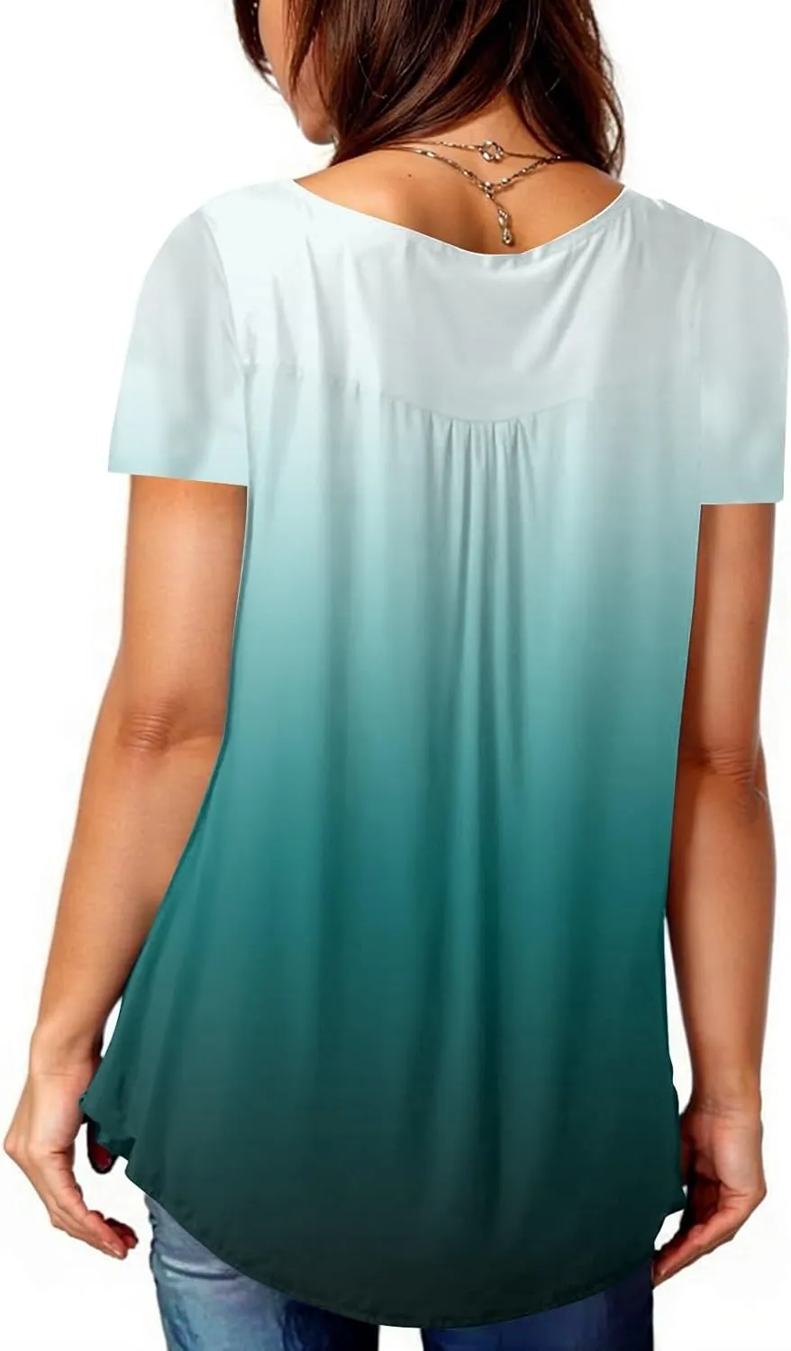 FQZWONG Summer Tops for Women 2025 Plus Size Short Sleeve Shirts Loose Casual Ladies Crew Neck Button Down Boho Blouses