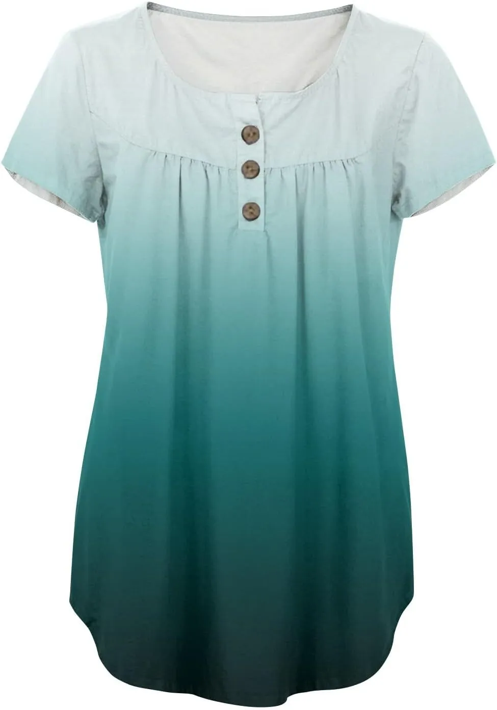 FQZWONG Summer Tops for Women 2025 Plus Size Short Sleeve Shirts Loose Casual Ladies Crew Neck Button Down Boho Blouses