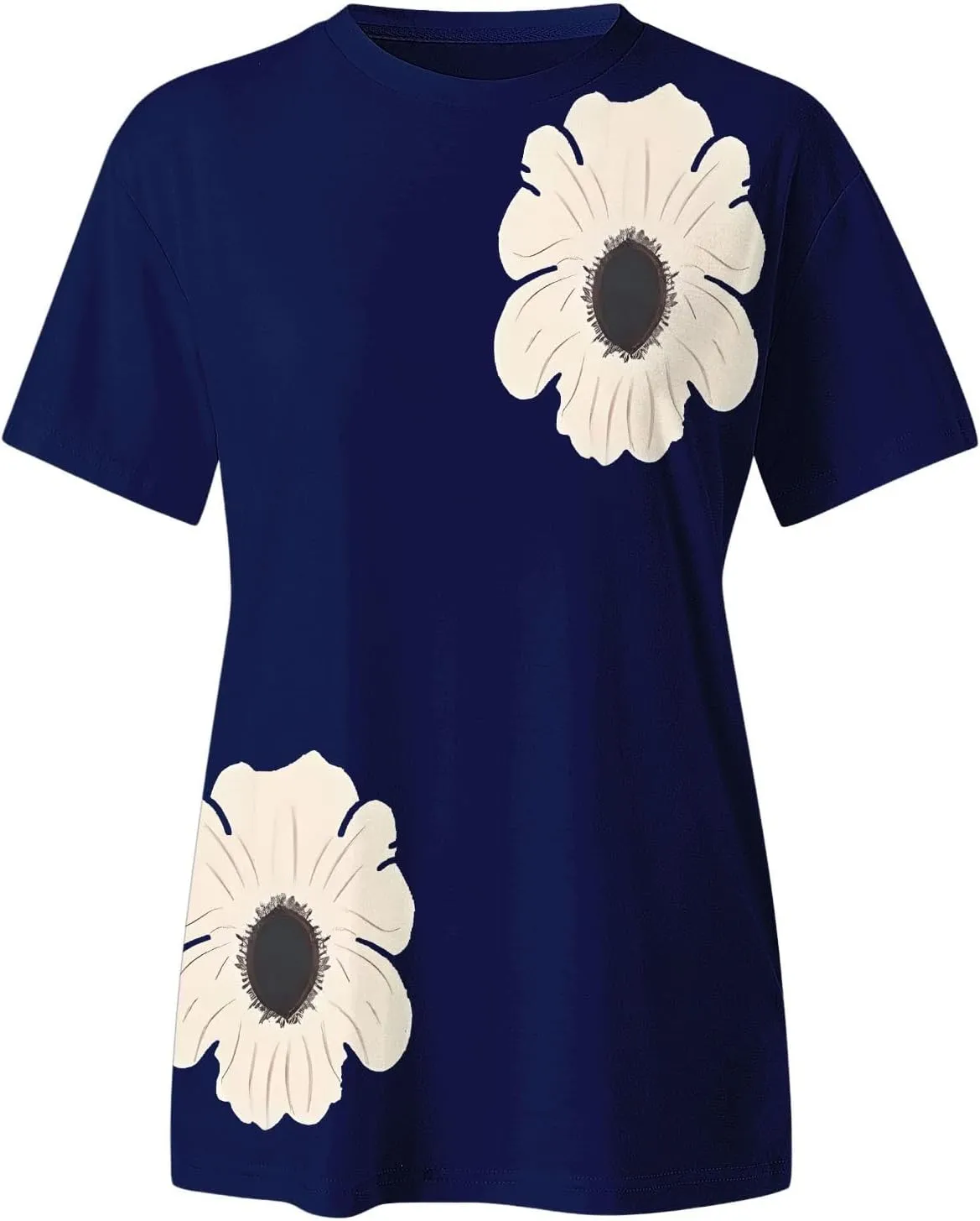 Graphic Tees for Women Short Sleeve Tshirts,Womens Summer Tops Crewneck Shirt Blouse Flower Printed Tops for Women