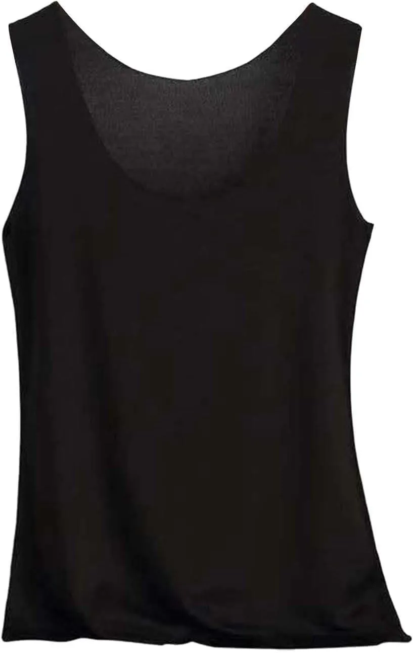 HGps8w 2-Pack Women's Ice Silk Tank Top Summer Basic Seamless Crew Neck Sleeveless Undershirt Casual Camisole Tanks