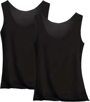 HGps8w 2-Pack Women's Ice Silk Tank Top Summer Basic Seamless Crew Neck Sleeveless Undershirt Casual Camisole Tanks