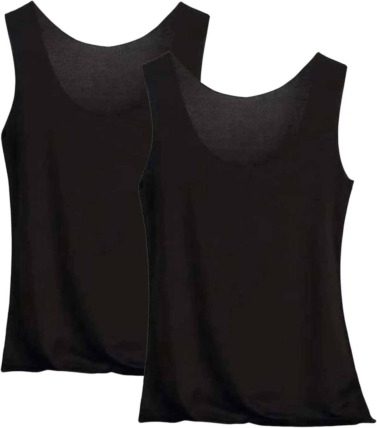HGps8w 2-Pack Women's Ice Silk Tank Top Summer Basic Seamless Crew Neck Sleeveless Undershirt Casual Camisole Tanks