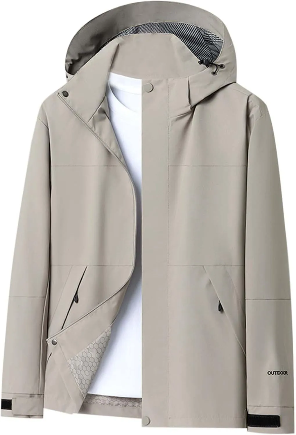 Jacket for Men Fall 2024 Lightweight Casual Long Sleeve Color Block Hooded Coat Loose Full Zip Jackets with Pockets