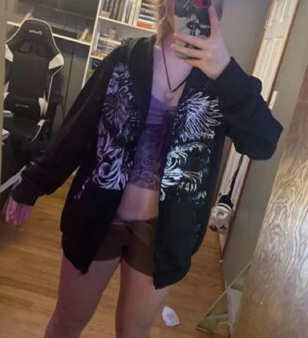 Juakoso Y2k Women Zip Up Hoodie Sweatshirt Rhinestone Skeleton Printing Long Sleeve Oversized Jacket Pullovers Fall Coats