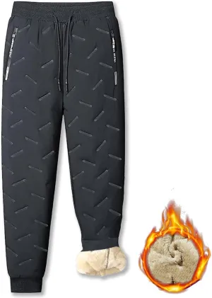 Julidostore Fleece Pants, Unisex Fleece-Lined Waterproof Pants, Soft Winter Warm Fuzzy Joggers Sweatpants