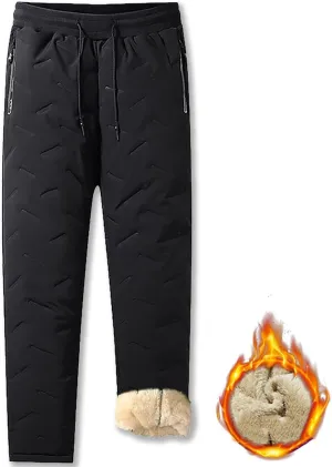 Julidostore Fleece Pants, Unisex Fleece-Lined Waterproof Pants, Soft Winter Warm Fuzzy Joggers Sweatpants
