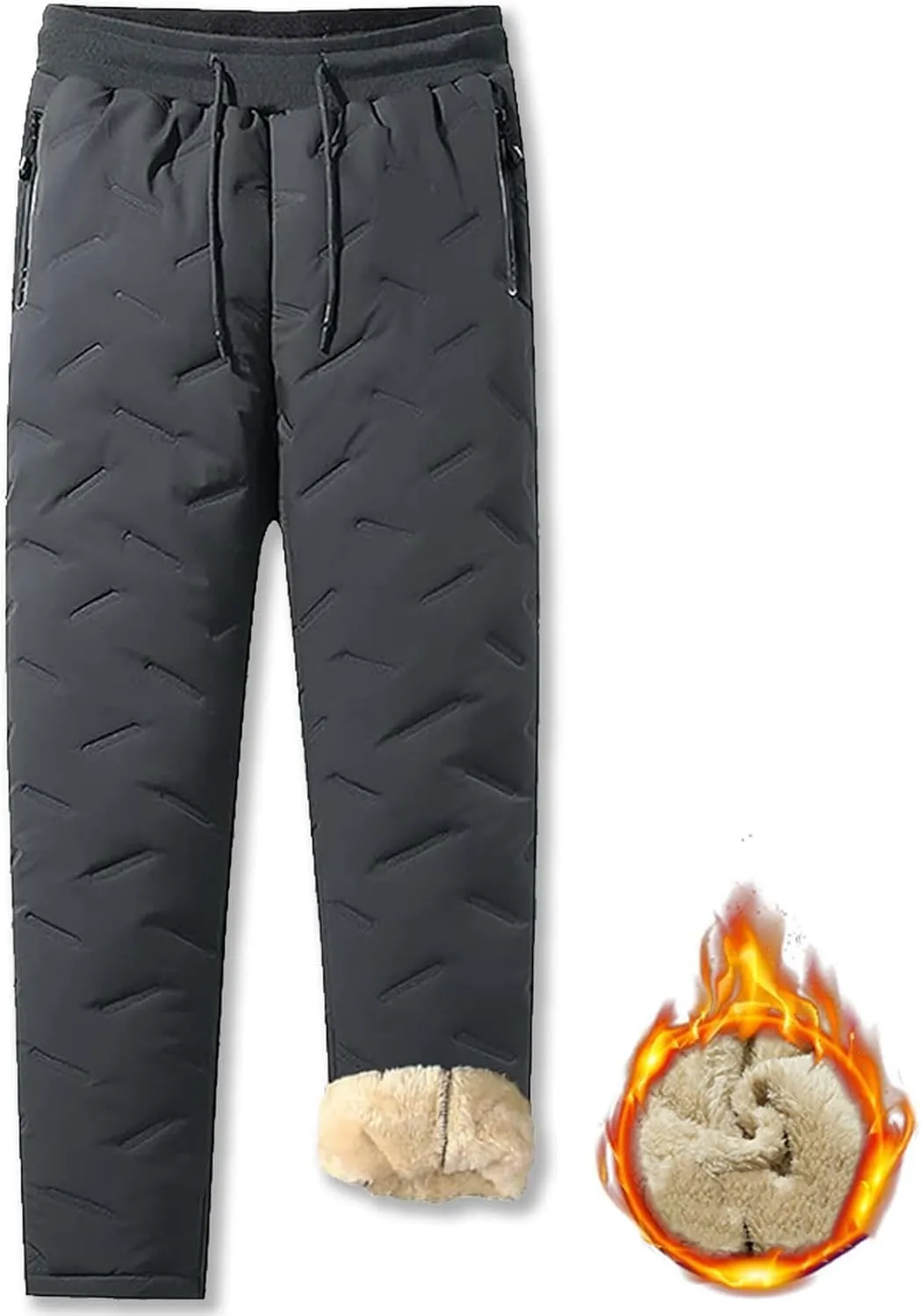 Julidostore Fleece Pants, Unisex Fleece-Lined Waterproof Pants, Soft Winter Warm Fuzzy Joggers Sweatpants