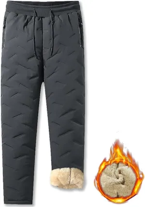 Julidostore Fleece Pants, Unisex Fleece-Lined Waterproof Pants, Soft Winter Warm Fuzzy Joggers Sweatpants
