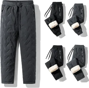 Julidostore Fleece Pants Unisex Fleece-Lined Waterproof Pants Winter Warm Fuzzy Joggers Sweatpants