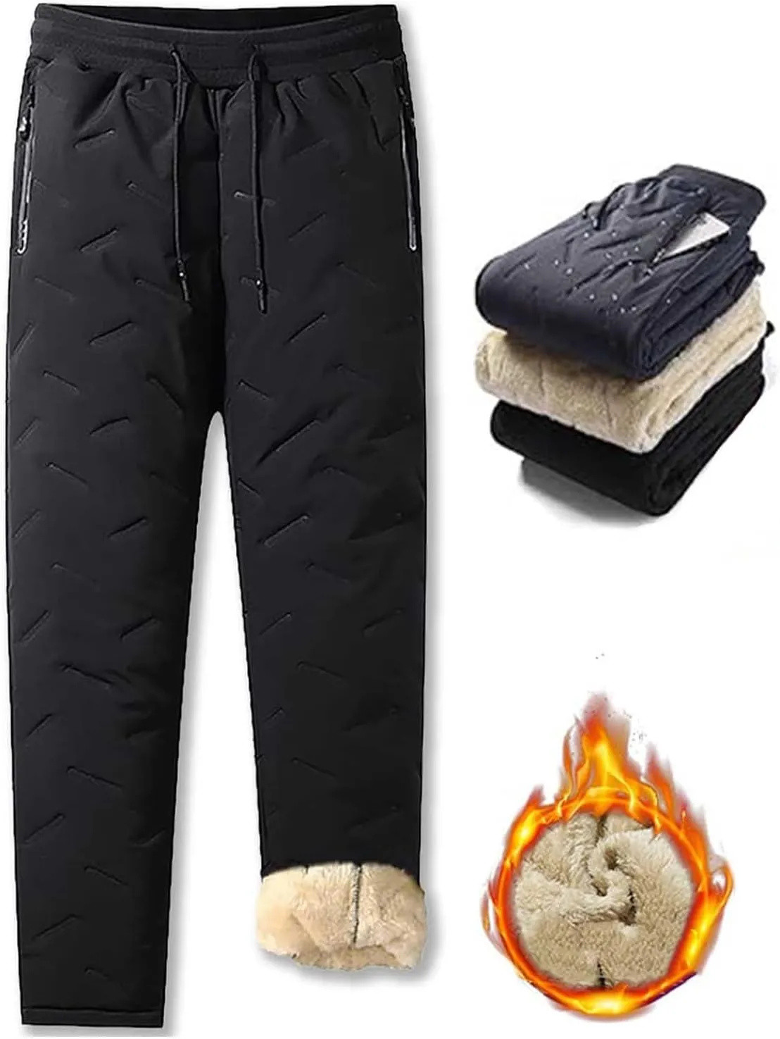 Julidostore Fleece Pants,Julidostore Fleece Lined Pant,Unisex Fleece-Lined Waterproof Pants
