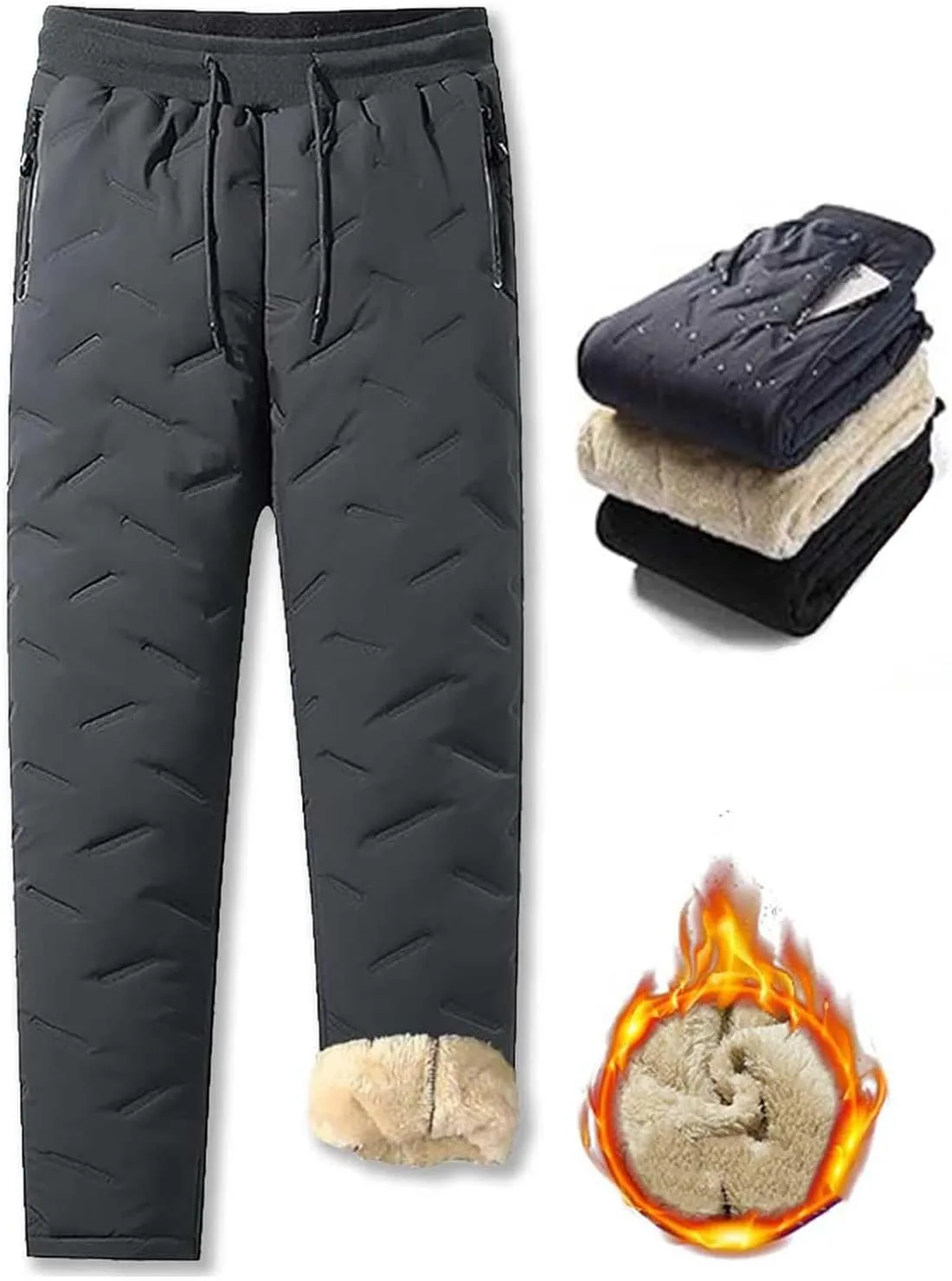 Julidostore Fleece Pants,Julidostore Fleece Lined Pant,Unisex Fleece-Lined Waterproof Pants