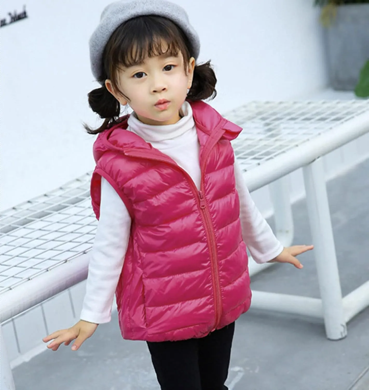 Kids Toddler Baby Boy Girl Vest Outwear Sleeveless Warm Hooded Jacket Waistcoat Warm Clothes