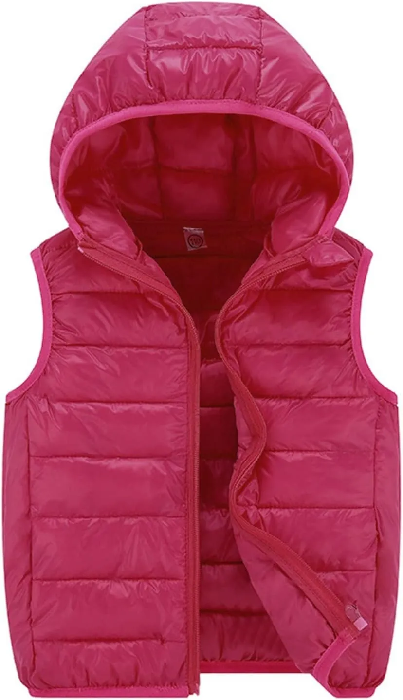 Kids Toddler Baby Boy Girl Vest Outwear Sleeveless Warm Hooded Jacket Waistcoat Warm Clothes