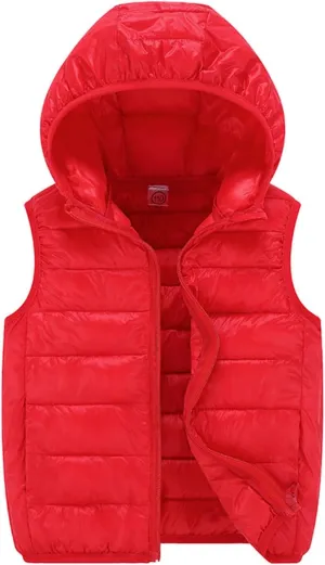 Kids Toddler Baby Boy Girl Vest Outwear Sleeveless Warm Hooded Jacket Waistcoat Warm Clothes
