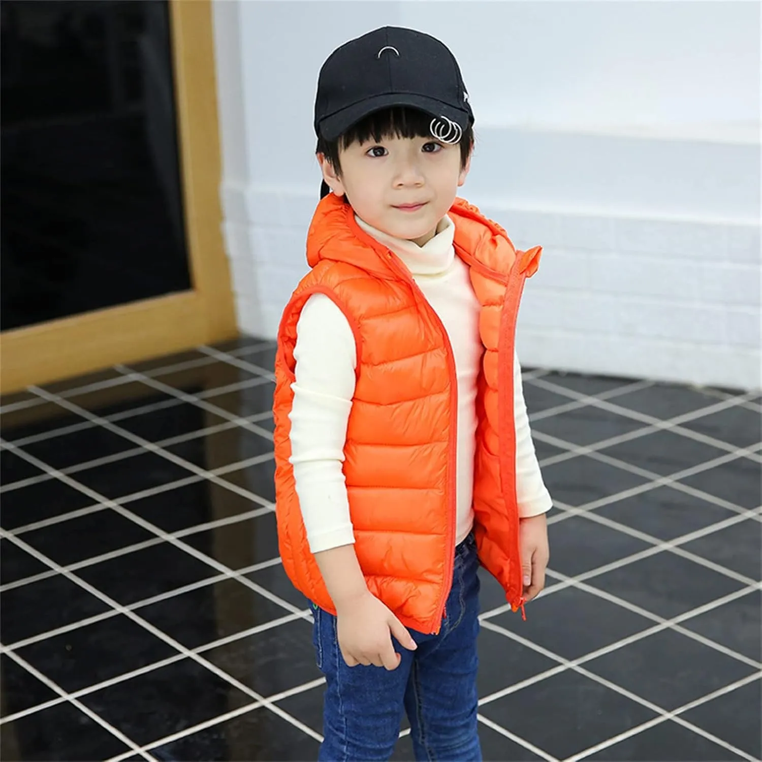 Kids Toddler Baby Boy Girl Vest Outwear Sleeveless Warm Hooded Jacket Waistcoat Warm Clothes
