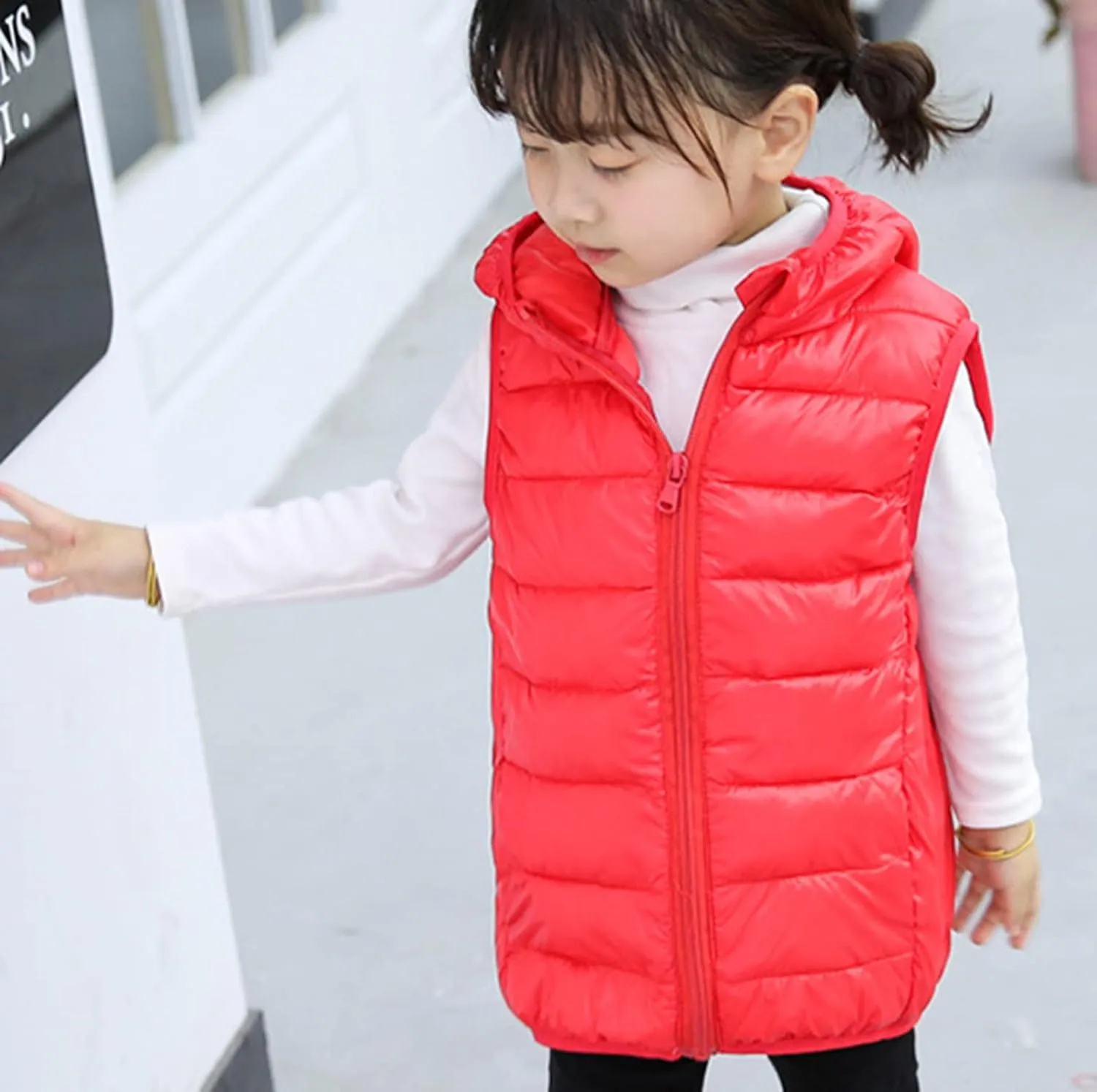 Kids Toddler Baby Boy Girl Vest Outwear Sleeveless Warm Hooded Jacket Waistcoat Warm Clothes