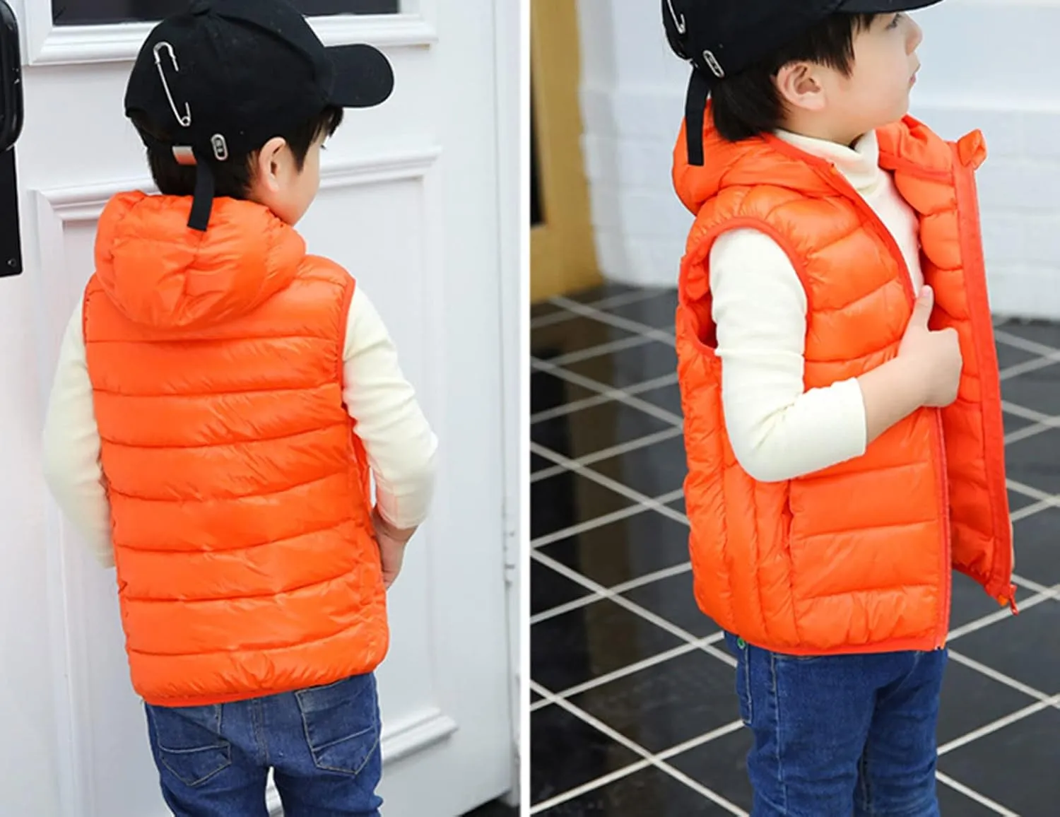 Kids Toddler Baby Boy Girl Vest Outwear Sleeveless Warm Hooded Jacket Waistcoat Warm Clothes