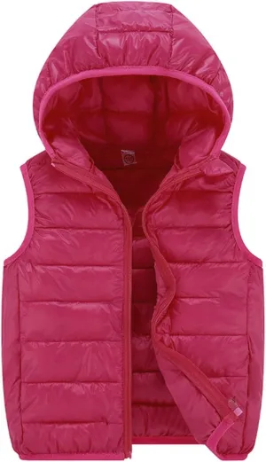 Kids Toddler Baby Boy Girl Vest Outwear Sleeveless Warm Hooded Jacket Waistcoat Warm Clothes