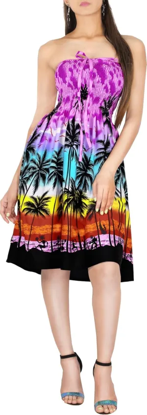 LA LEELA Women's Tube Dress Boho Top Midi