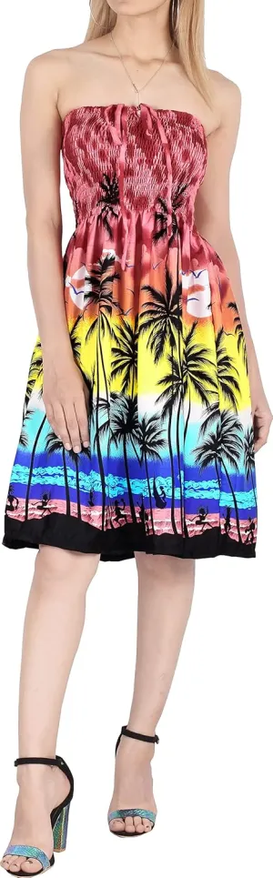 LA LEELA Women's Tube Dress Boho Top Midi