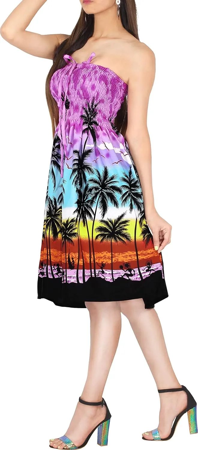 LA LEELA Women's Tube Dress Boho Top Midi