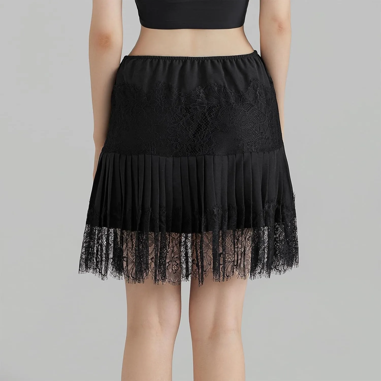 Lace Slip Skirts for Women Y2k Low Rise Tiered Mini Skirt Pleated Ruffle Floral Lace Short Skirts Summer Flowy Underskirt