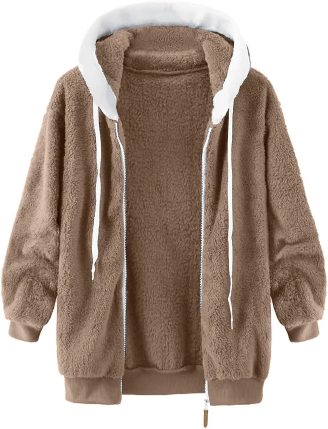 LCMTWX Winter Coats for Women 2023 Trendy Cute Hooded Pullover Sweatershirt Solid Artificial Full Zip Long Sleeve Casual