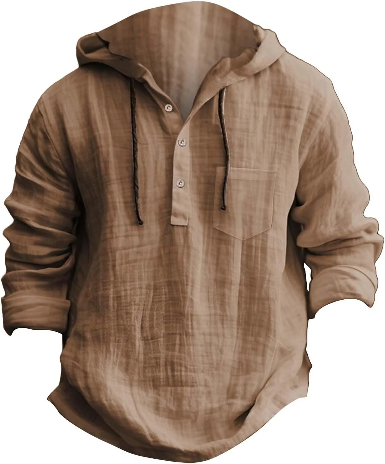 Linen Shirts for Men Lightweight Button Up Long Sleeve Hoodies Sweatshirts Lightweight Hawaiian Beach Hippie Shirt