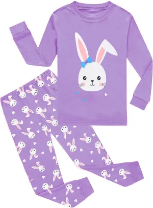 Little Girls Pajamas Long Sleeve Unicorn Pajama 100% Cotton Toddler Kids 2 Pcs Pjs Sets Cute Cat Sleepwear Shirts Size 2-7T
