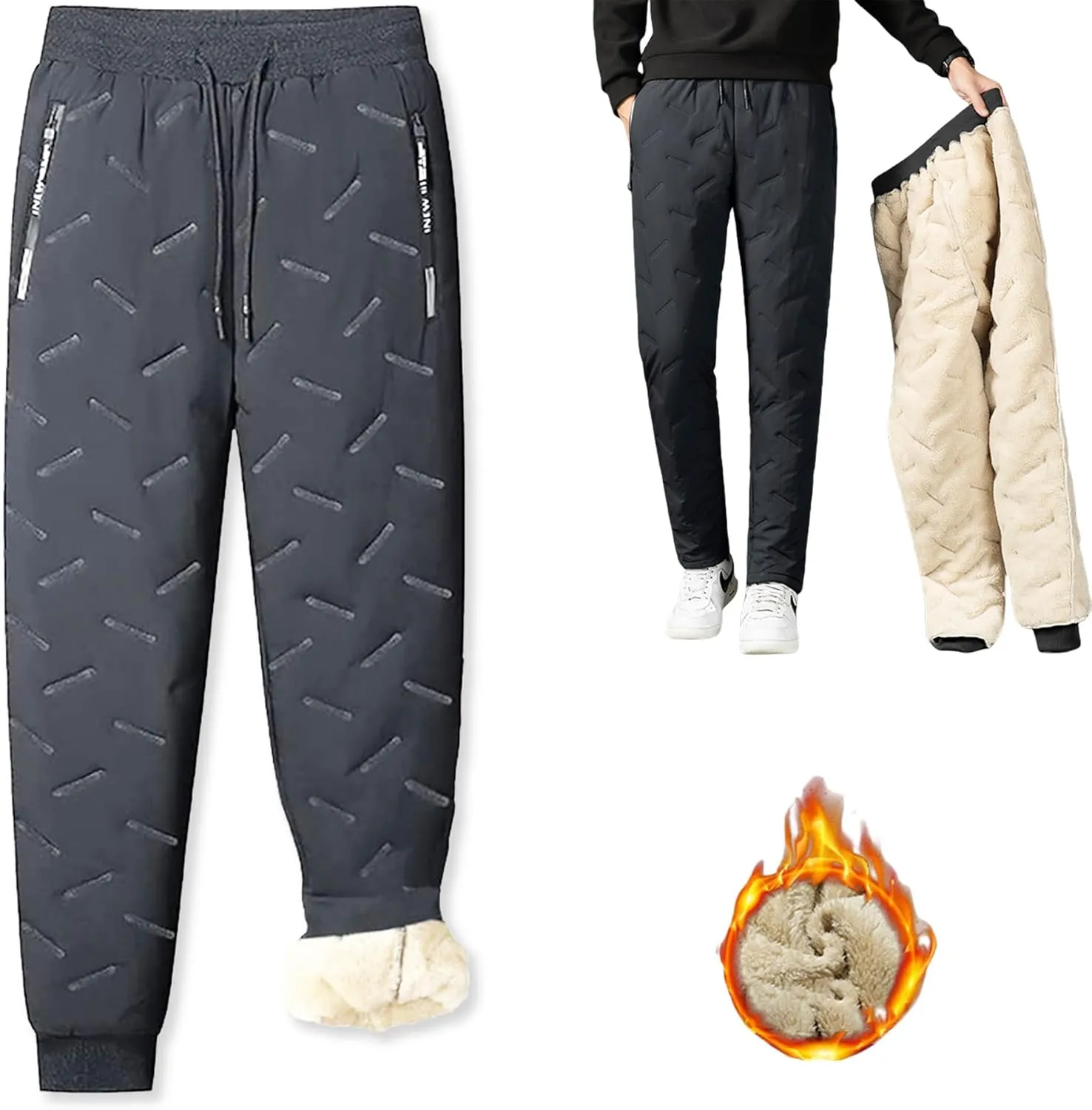 Maidenfit Fleeceactive - Unisex Fleece-Lined Waterproof Pants, Maidenfit Fleece Lined Joggers, Warm & Comfort