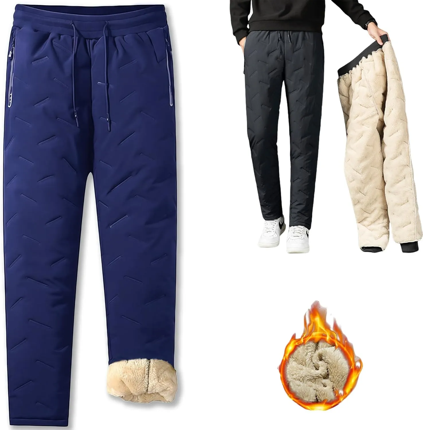 Maidenfit Fleeceactive - Unisex Fleece-Lined Waterproof Pants, Maidenfit Fleece Lined Joggers, Warm & Comfort
