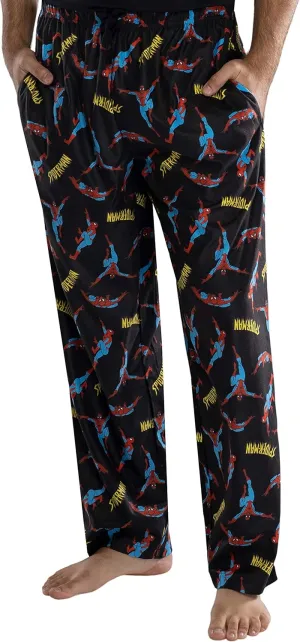 Marvel Comics Men's Spiderman Classic Comic Allover Print Loungewear Pajama Pants
