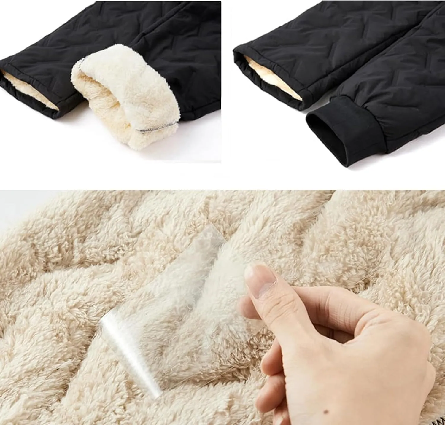 MATISUN Unisex Fleece Jogging Bottoms, Lambswool Fleece-Lined Winter Warm Fleece Joggers (Black Style B,XL)